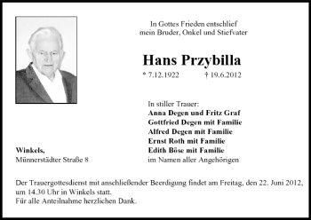 Anzeige von Hans Przybilla von MGO