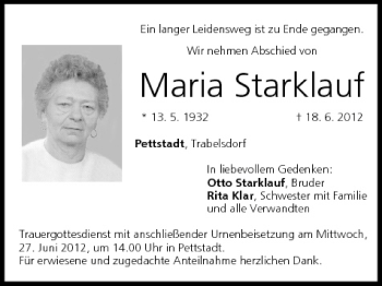 Anzeige von Maria Starklauf von MGO