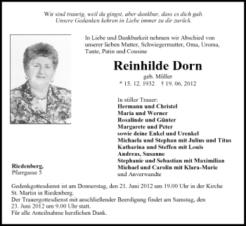 Anzeige von Reinhilde Dorn von MGO