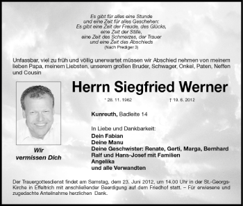 Anzeige von Siegfried Werner von MGO