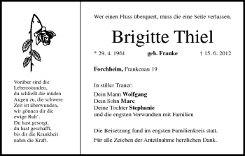 Anzeige von Brigitte Thiel von MGO