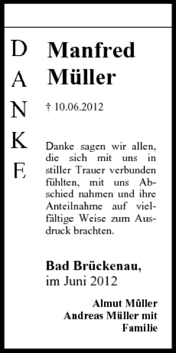 Anzeige von Manfred Müller von MGO