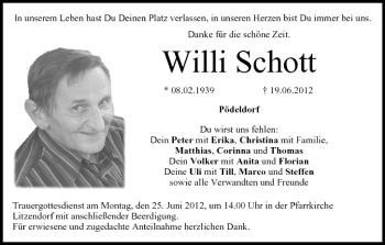 Anzeige von Willi Schott von MGO