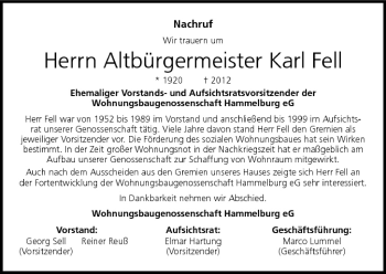 Anzeige von Karl Fell von MGO