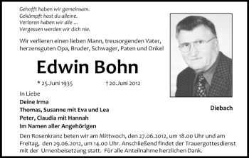 Anzeige von Edwin Bohn von MGO
