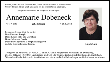 Anzeige von Annemarie Dobeneck von MGO