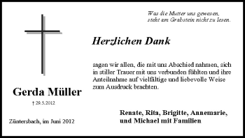 Anzeige von Gerda Müller von MGO