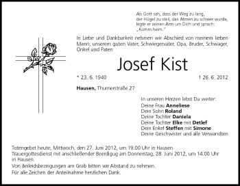 Anzeige von Josef Kist von MGO