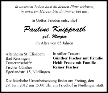 Anzeige von Pauline Knipprath von MGO