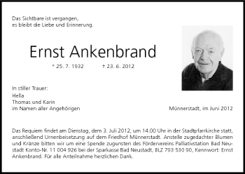 Anzeige von Ernst Ankenbrand von MGO