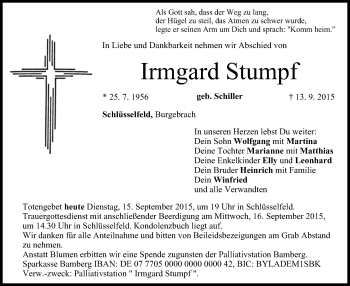 Anzeige von Irmgard Stumpf von MGO