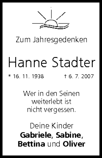 Anzeige von Hanne Stadter von MGO