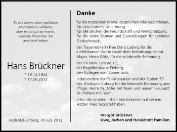 Anzeige von Hans Brückner von MGO