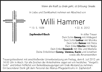 Anzeige von Willi Hammer von MGO