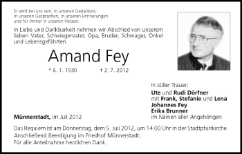 Anzeige von Amand Fey von MGO
