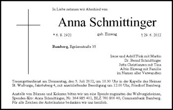 Anzeige von Anna Schmittinger von MGO