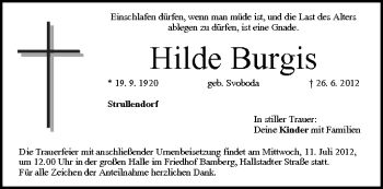 Anzeige von Hilde Burgis von MGO