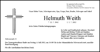 Anzeige von Helmuth Weith von MGO