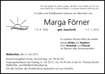 Anzeige von Marga Förner von MGO