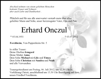 Anzeige von Erhard Onczul von MGO