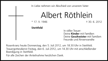 Anzeige von Albert Röthlein von MGO