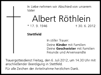 Anzeige von Albert Röthlein von MGO