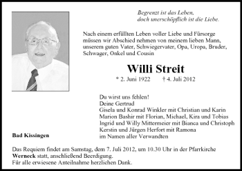 Anzeige von Willi Streit von MGO