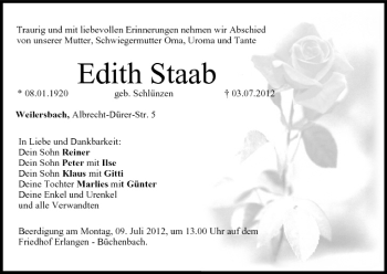Anzeige von Edith Staab von MGO