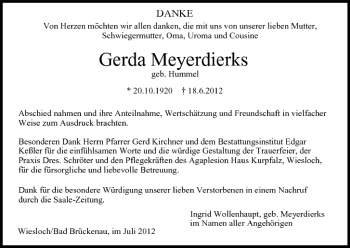 Anzeige von Gerda Meyerdierks von MGO