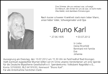 Anzeige von Bruno Karl von MGO