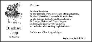 Anzeige von Bernhard Jopp von MGO