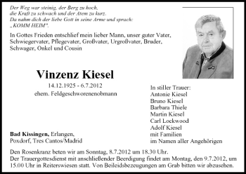 Anzeige von Vinzenz Kiesel von MGO