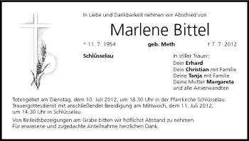 Anzeige von Marlene Bittel von MGO