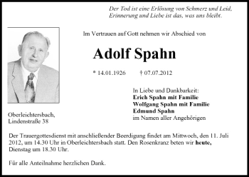 Anzeige von Adolf Spahn von MGO