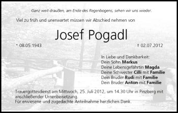 Anzeige von Josef Pogadl von MGO