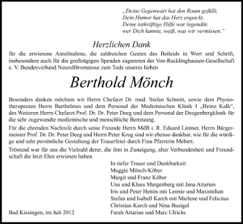 Anzeige von Berthold Mönch von MGO