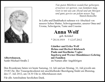 Anzeige von Anna Wolf von MGO