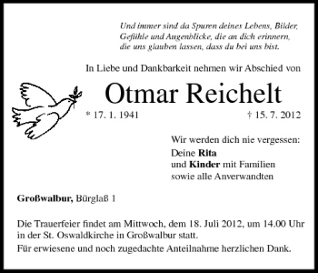 Anzeige von Otmar Reichelt von MGO