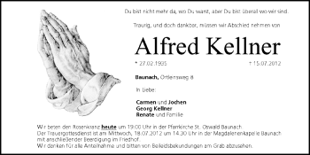 Anzeige von Alfred Kellner von MGO