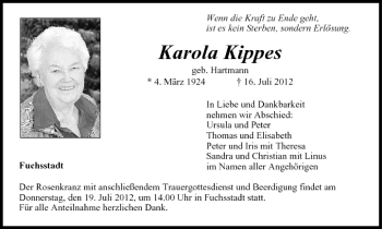 Anzeige von Karola Kippes von MGO