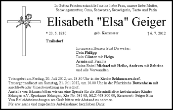 Anzeige von Elisabeth Geiger von MGO