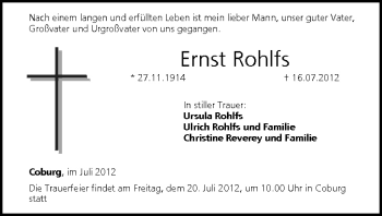 Anzeige von Ernst Rohlfs von MGO