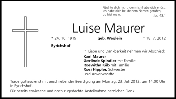 Anzeige von Luise Maurer von MGO
