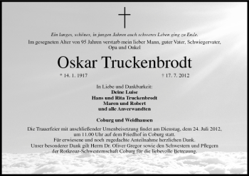 Anzeige von Oskar Truckenbrodt von MGO