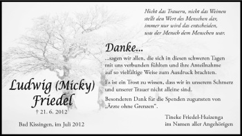 Anzeige von Ludwig Friedel von MGO