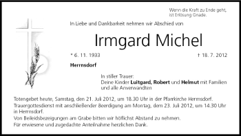 Anzeige von Irmgard Michel von MGO
