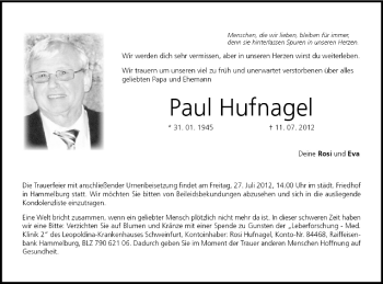Anzeige von Paul Hufnagel von MGO
