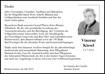 Anzeige von Vinzenz Kiesel von MGO