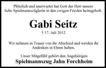 Anzeige von Gabi Seitz von MGO