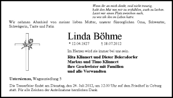 Anzeige von Linda Böhme von MGO